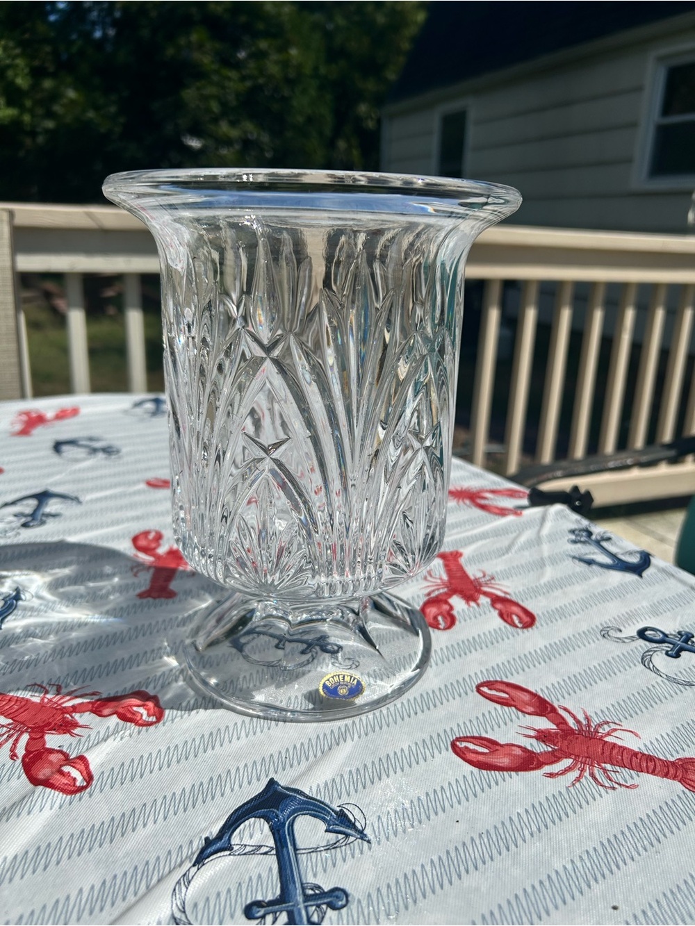 Vintage Royal Limited 24% Lead Crystal Vase 8.5” Flared Hand Cut Czech Republic